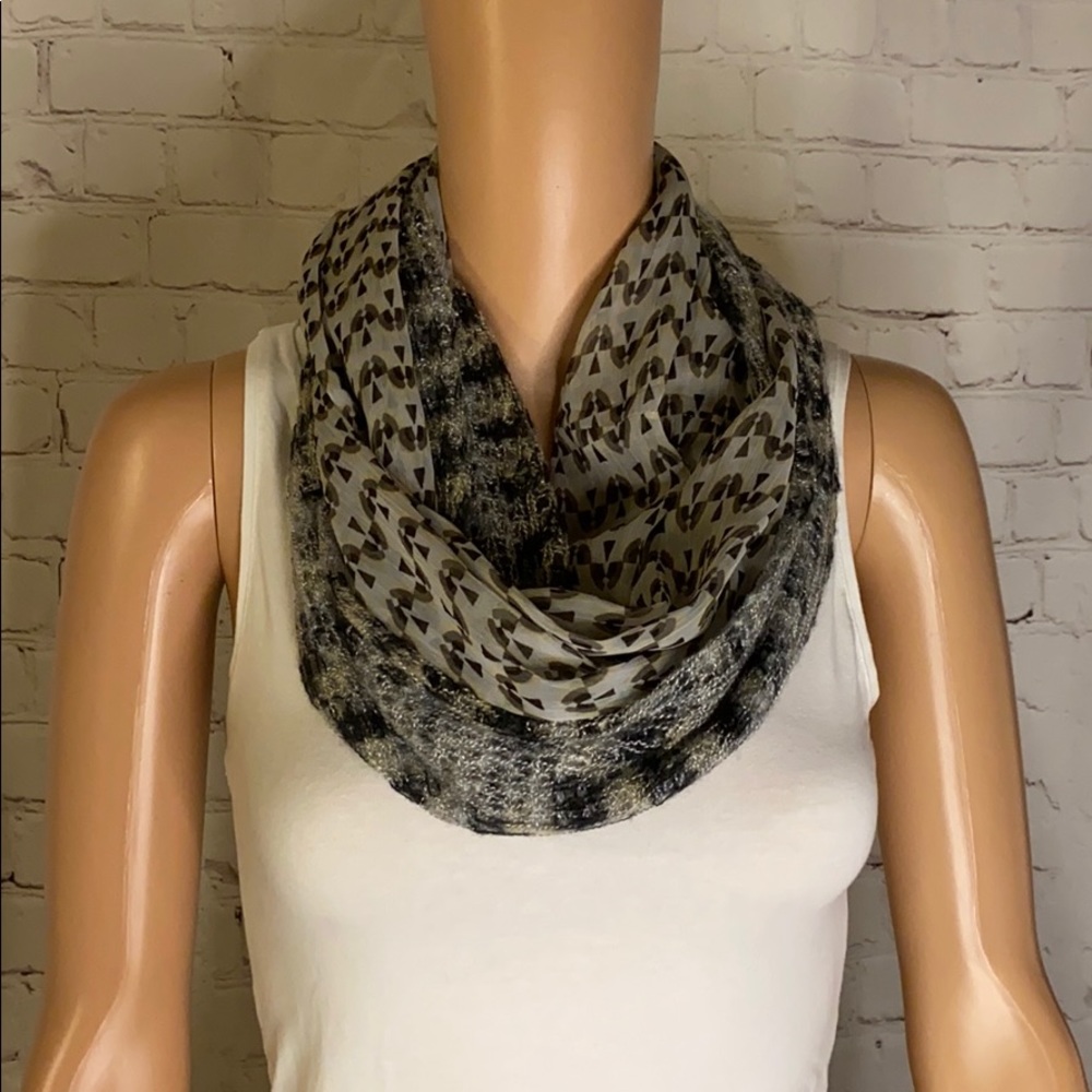 LOFT grey patterned infinity scarf boho